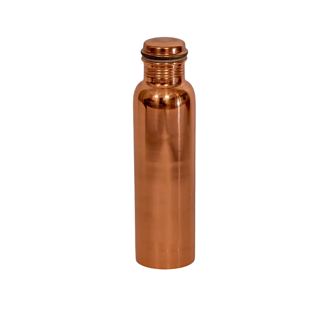 Kupferflasche 950 ml von Mana Shop, ayurvedische Trinkflasche Typ 4, aus glänzendem Kupfer mit authentischem Design
