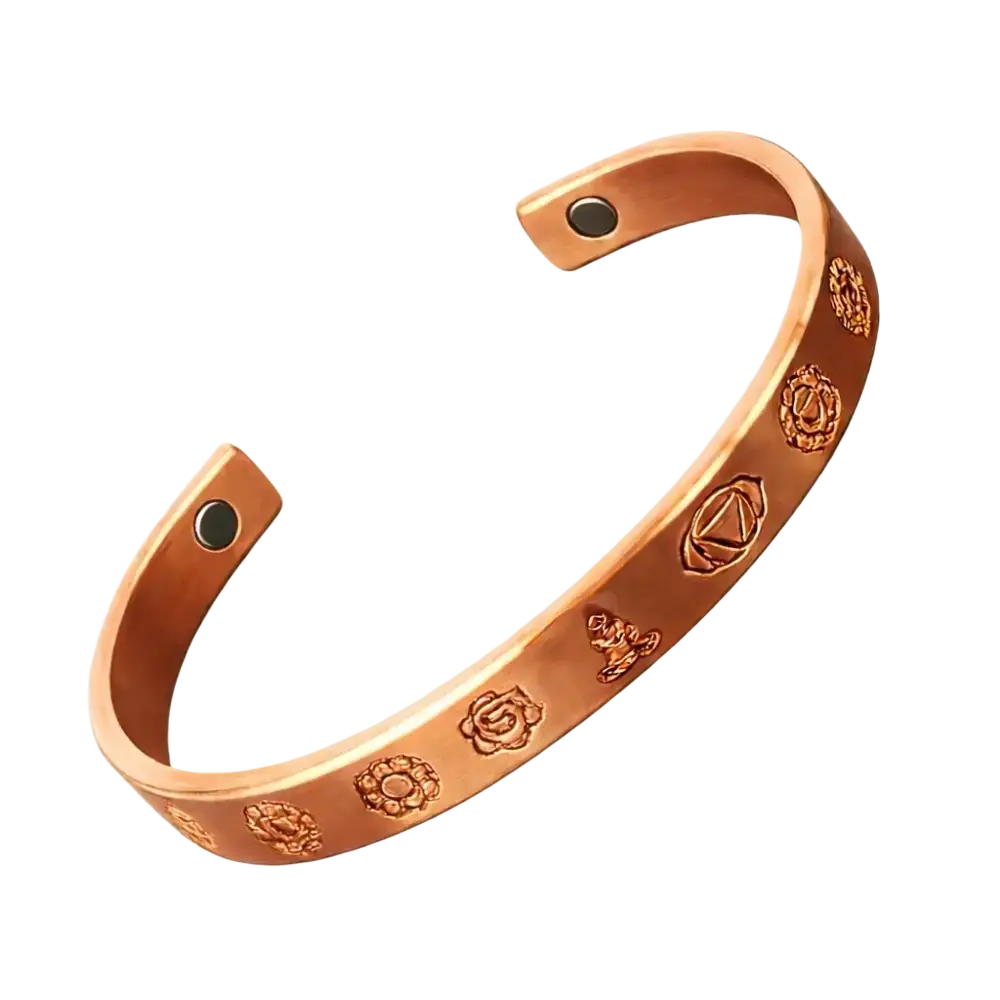 Kupfernes Gesundheits-Klemmarmband Chakras mit 2 Magneten, Ayurveda Specialist B.V., anatomisch geformt, für Chakra-Unterstützung
