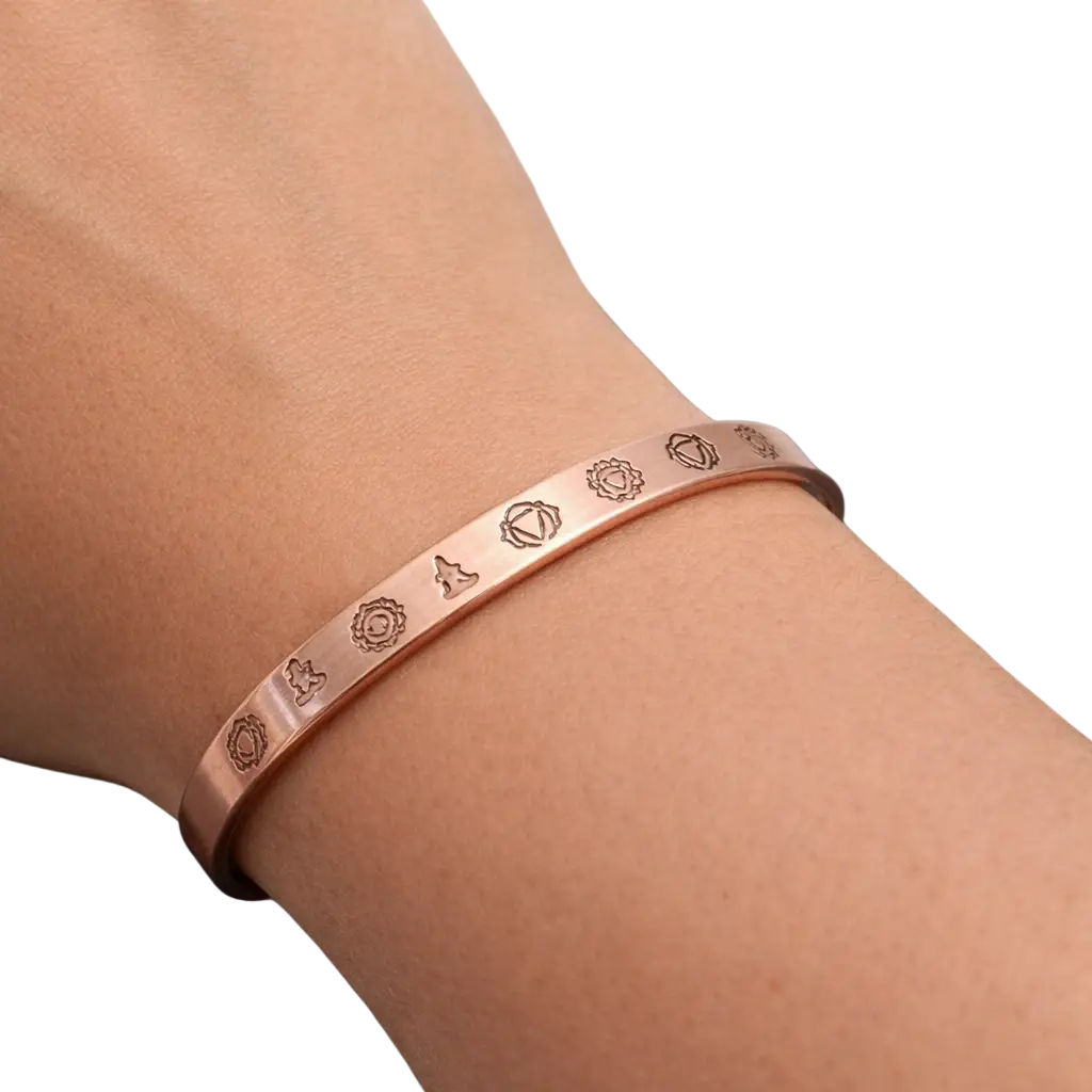 Kupfernes Gesundheits-Klemmarmband mit Chakra-Design und zwei Magneten, Ayurveda Specialist B.V.