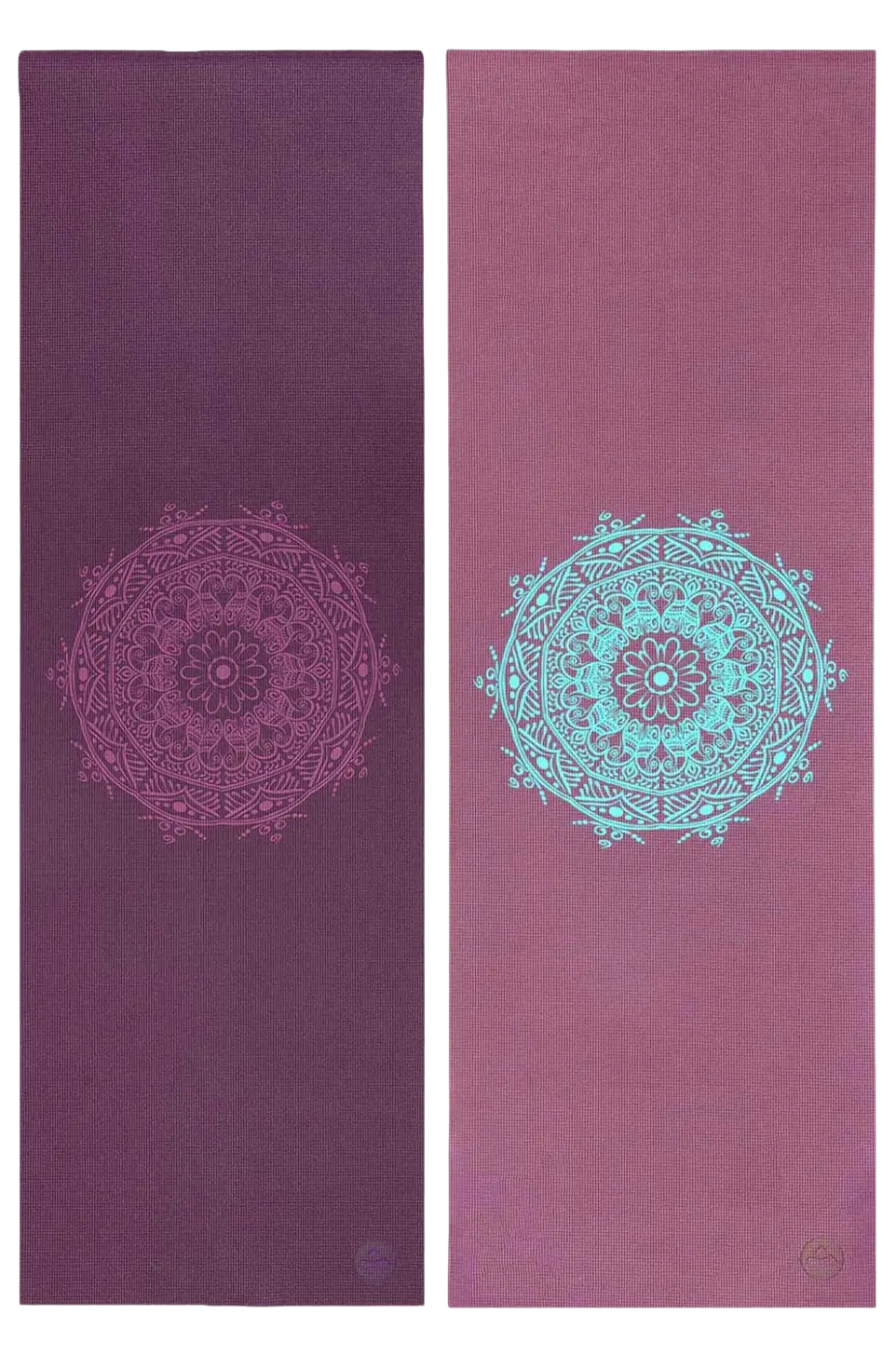Yogamatte aus der Bodynova LEELA Collection mit Mandala-Design in Aubergine, rutschfest und für Yogaübungen geeignet