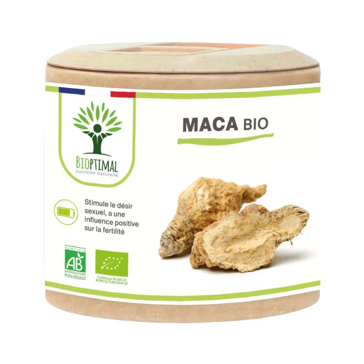 Bioptimal Bio Maca-Kapseln zur Steigerung von Energie, Ausdauer, Libido und Fruchtbarkeit, in einer Packung mit 60 Kapseln