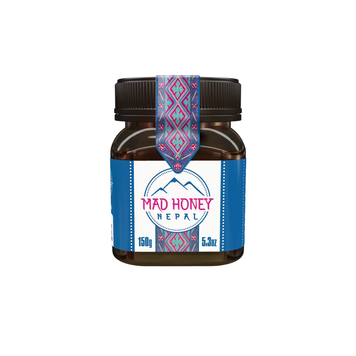 Glas mit 150 g Mad Honey Nepal Nahrungsergänzungsmittel in braunem Behälter, Honig aus Nepal, natürliche Inhaltsstoffe