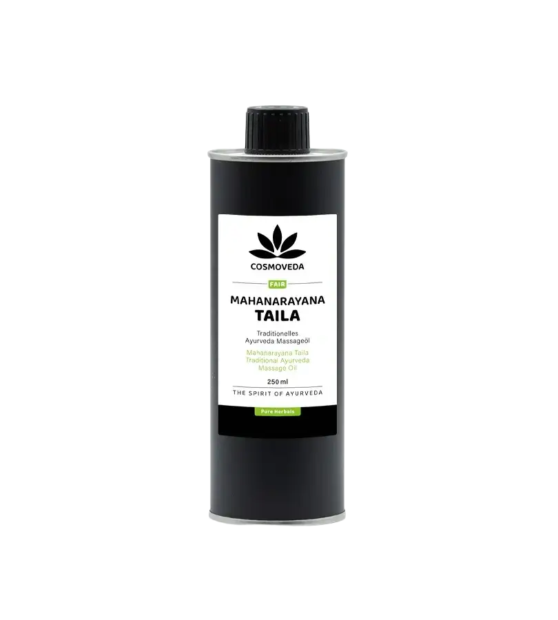 Traditionelles Mahanarayana Taila ayurvedisches Massageöl von Cosmoveda in 250ml Flasche, cremige Textur, ideal für Massageanwendungen