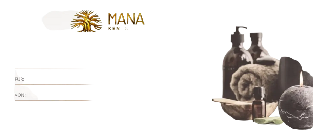 Eleganter Massagegutschein von Mana Kendra GmbH in Bern, ideal als Geschenk für entspannende Massagebehandlungen.
