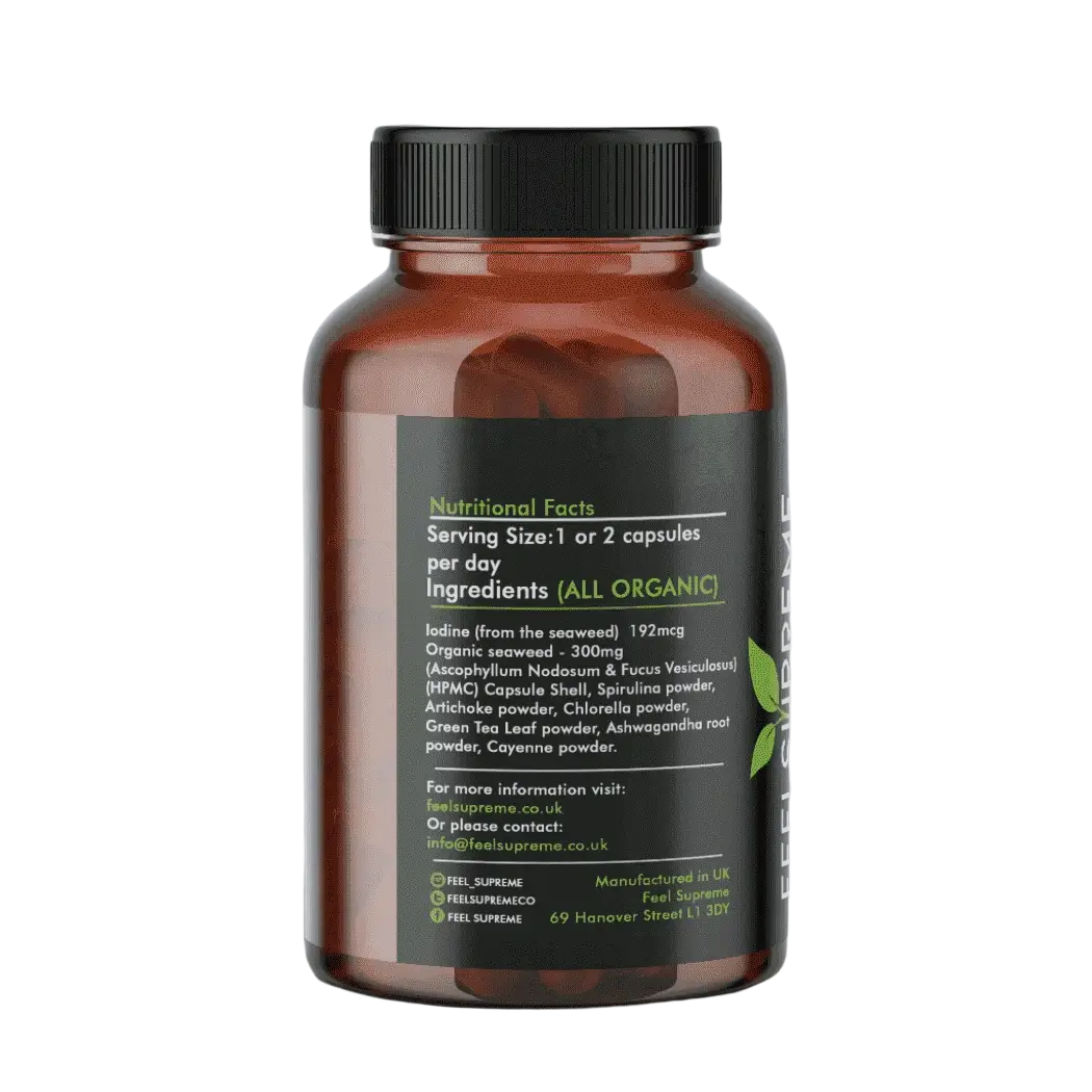 Nahrungsergänzung Feel Supreme Meeresalgenmischung mit Chlorella, Spirulina und Ashwagandha in nachhaltiger Verpackung