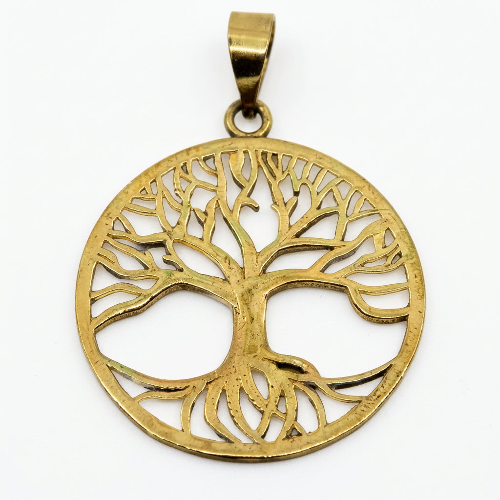 Messinganhänger Baum aus Indien, Modell 4, ca. 2,5 cm, eleganter Schmuckanhänger aus Messing mit natürlichem Design.