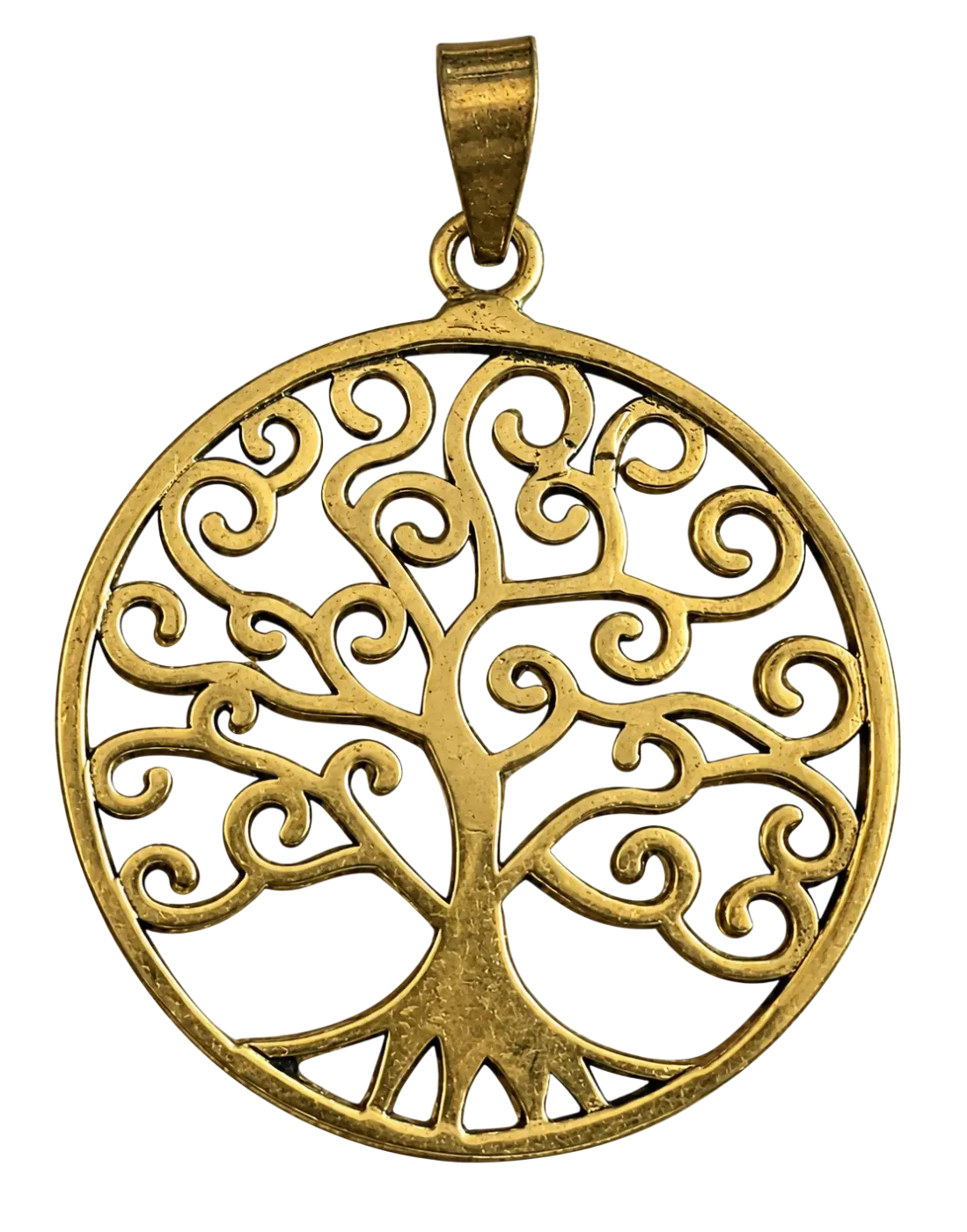 Goldton farbener messinganhänger baum mit kunstvollem baum des lebens design und polierter metalloberfläche bei mana shop image to zoom