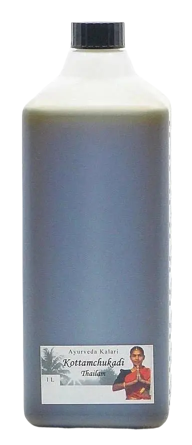 Midgard Kalari Ayurveda Massageöl Kottamchukadi Thailam in 1L Flasche, naturbelassenes Massageöl für wohltuende Anwendungen