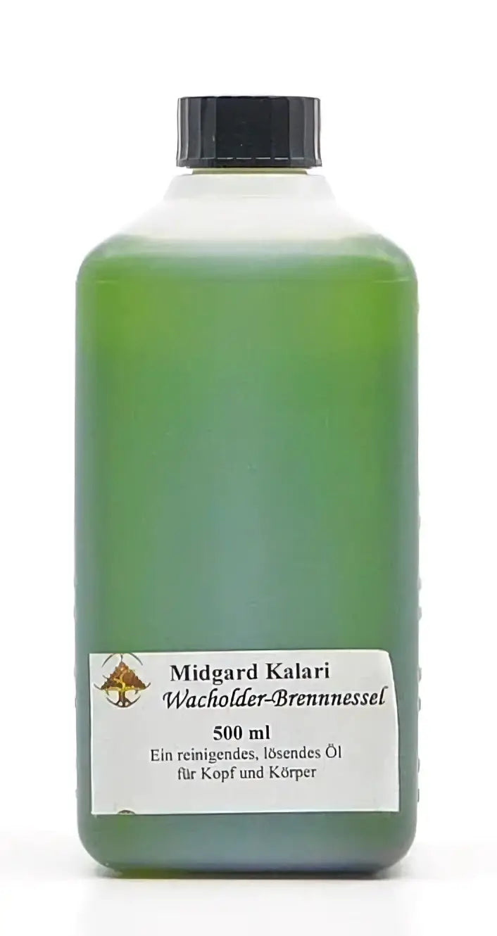Midgard Kalari Ayurveda Massageöl mit Wacholder und Brennnessel, 500ml, natürliche Pflege für Massage und Entspannung