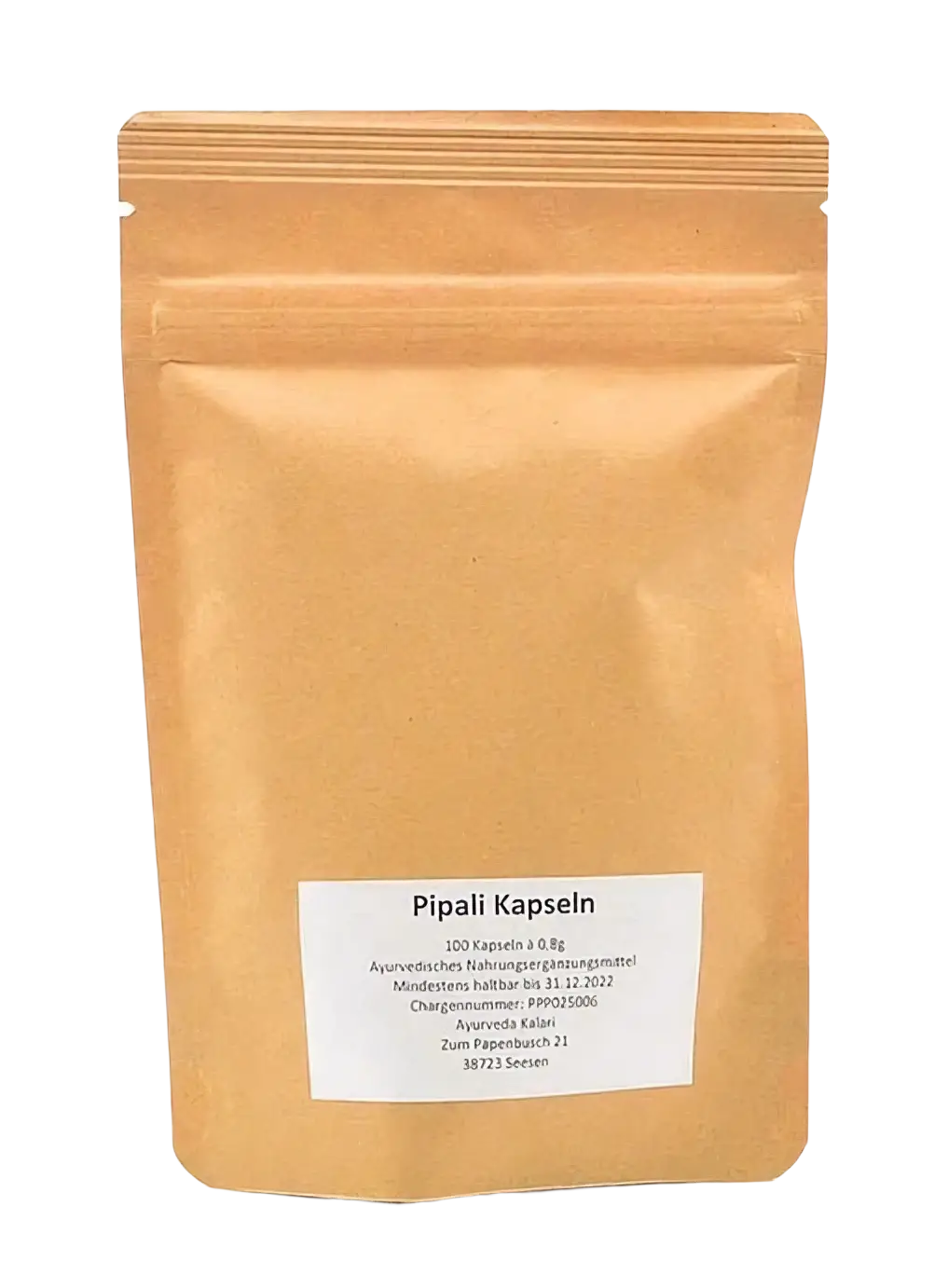 Midgard Kalari Ayurvedische Pippali Kapseln, 100 Stück, Einzelkräuter in einer transparenten Packung.