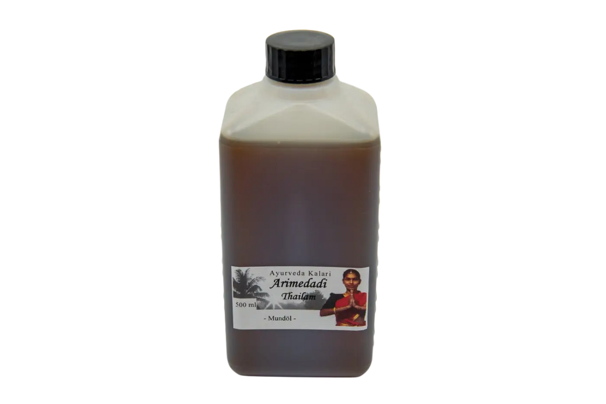 Midgard Kalari Ayurvedisches Arimedadi Thailam für den Mund, natürliches Zahnöl in 500 ml Flasche, fördert gesunde Zähne und Zahnfleisch