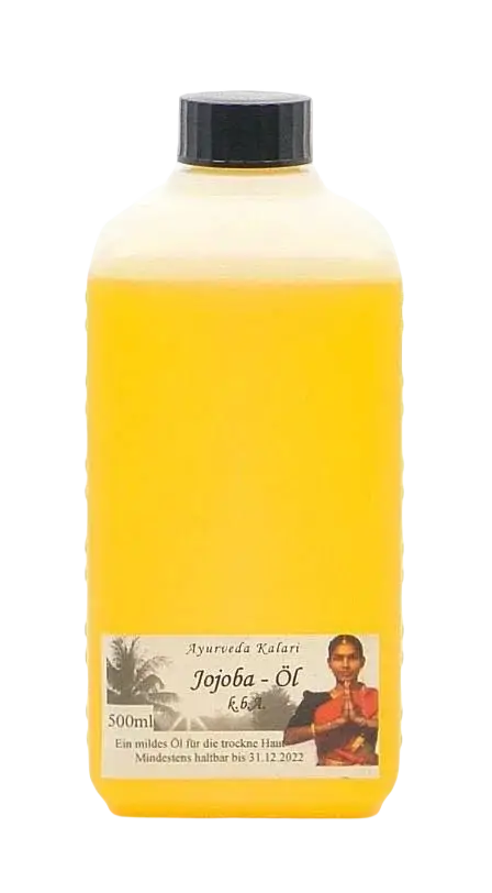 Midgard Kalari Ayurvedisches Jojoba Öl, Massageöl in 500 ml Flasche, natürliches Hautpflegeöl, für Massage und Pflege