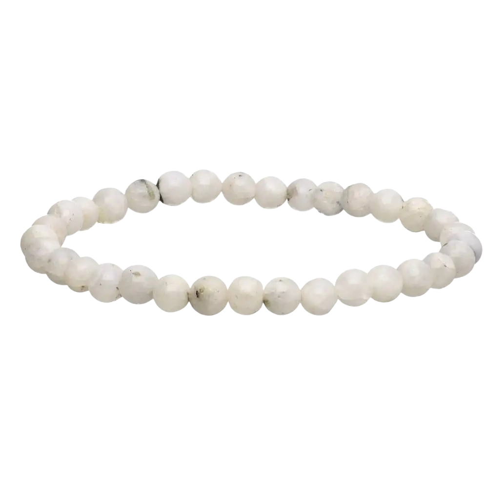 Zartes weißes Mondsteinarmband mit 5 mm Perlen, eleganter Schmuck von Vives de la Cortada S.L, dezenter Edelstein-Armreif