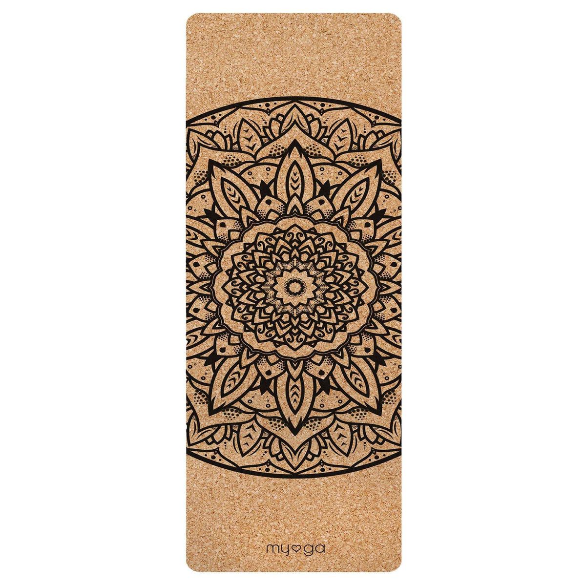 Myga Eco Korkmatte für Yoga, XL Größe mit Mandala-Design, rutschfeste Yogamatte aus nachhaltigem Korkmaterial