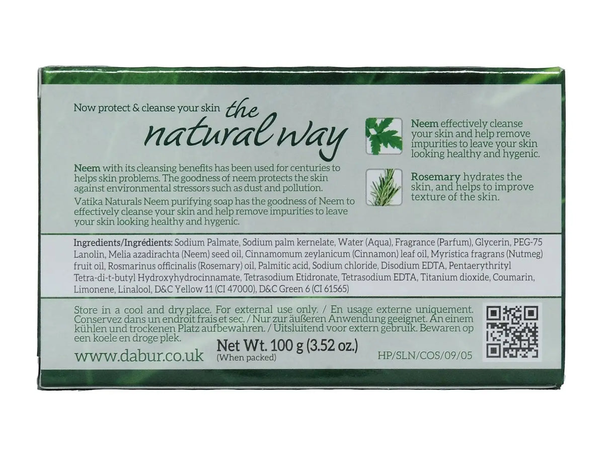 Neem-Seife von Ayurveda Auténtico, 100 g, natürliche Seife mit Neem-Extrakt, zeigt die grüne Seifenstück-Textur.