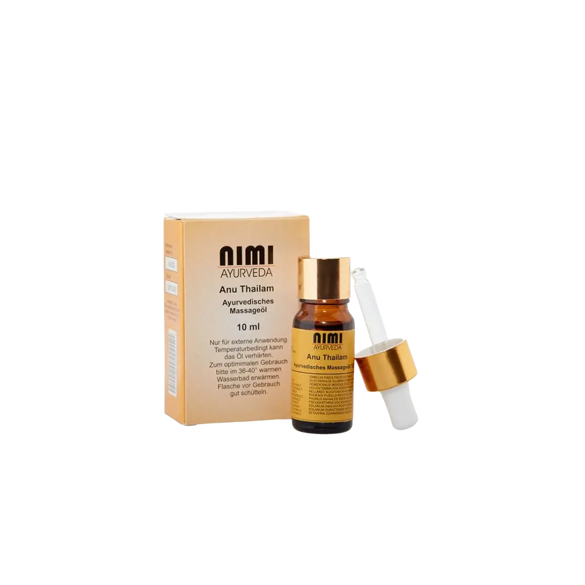 Nimi Anu Thailam Ayurvedisches Massageöl für Nase, Kopf und Atemwege in 10 ml Flasche, von AHG, für Massage und Wohlbefinden