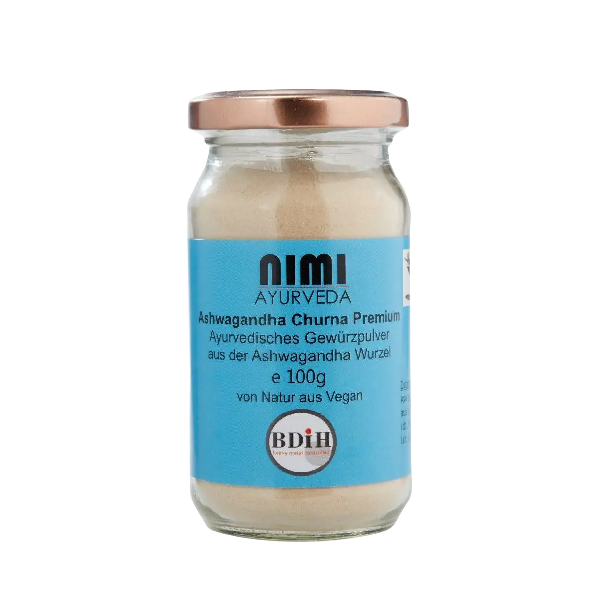 Nimi Ashwagandha Churna 100 g, ayurvedisches Pulver von AHG zur Steigerung von Energie, Stressabbau und Schlafqualität