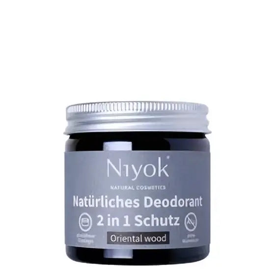 Niyok 2 in 1 Deodorant Oriental Wood für den Körper, 40ml, mit natürlichem Holzduft, praktische Anwendung, elegant gestaltet