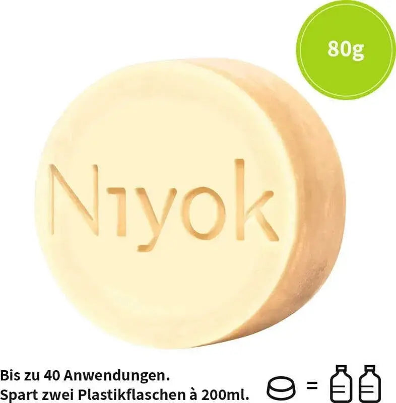 Feste Niyok Dusche & Pflege Körperpflege in blassgelbem, kreisförmigem Design, 80g, naturbelassene Körperpflegeprodukt