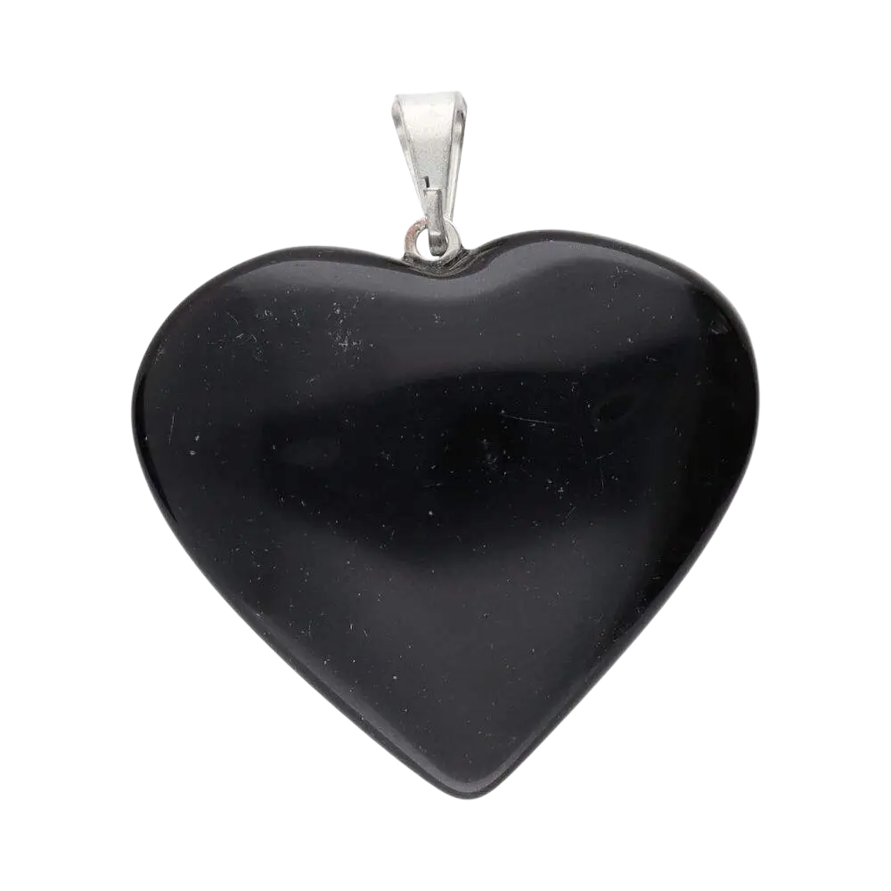 Schwarzer Obsidian Herzanhänger aus Schmuck, herzförmiges Design, von Vives de la Cortada S.L, eleganter Anhänger als Schmuckstück