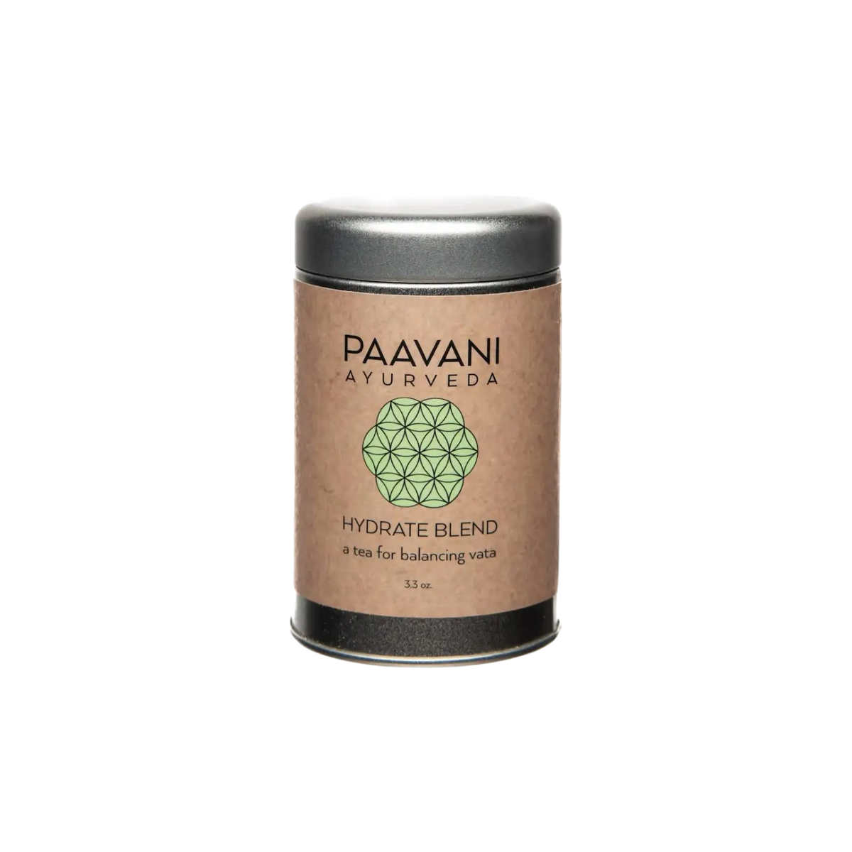 Ayurvedischer PAAVANI Ayurveda Hydrate Tee für Vata-Balance in einer Tasse, mit Kräutern und Gewürzen, Naturprodukt.
