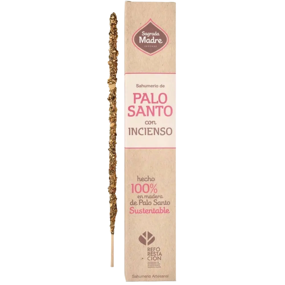 Goldener Palo Santo Weihrauch mit Olibanum von Sagrada Madre, hochwertige Räucherwaren für Räucherzeremonien und Meditation.