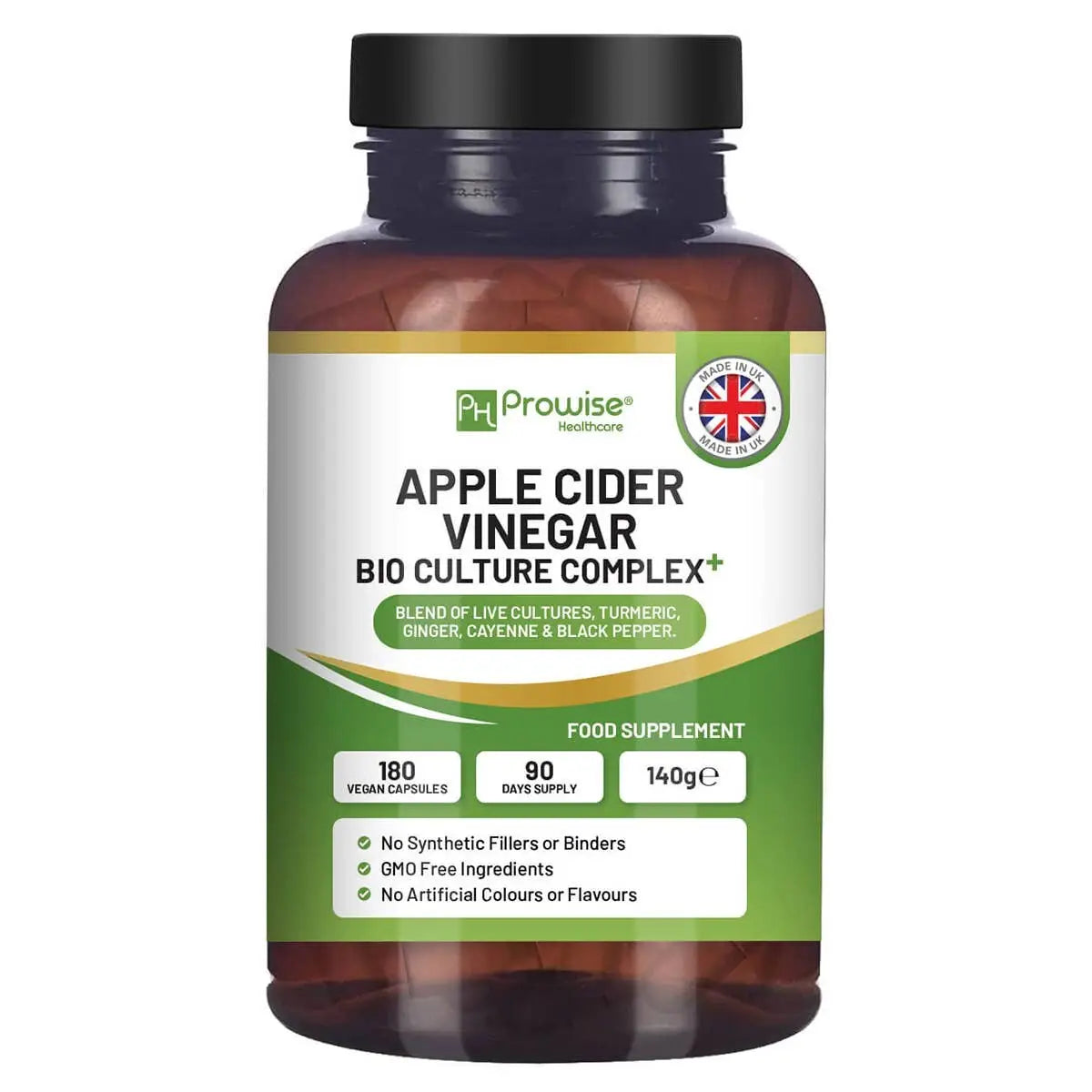 Prowise Healthcare Apfelessig-Komplex Kapseln, Nahrungsergänzung, 1300 mg, 180 Kapseln, in einer offenen Packung