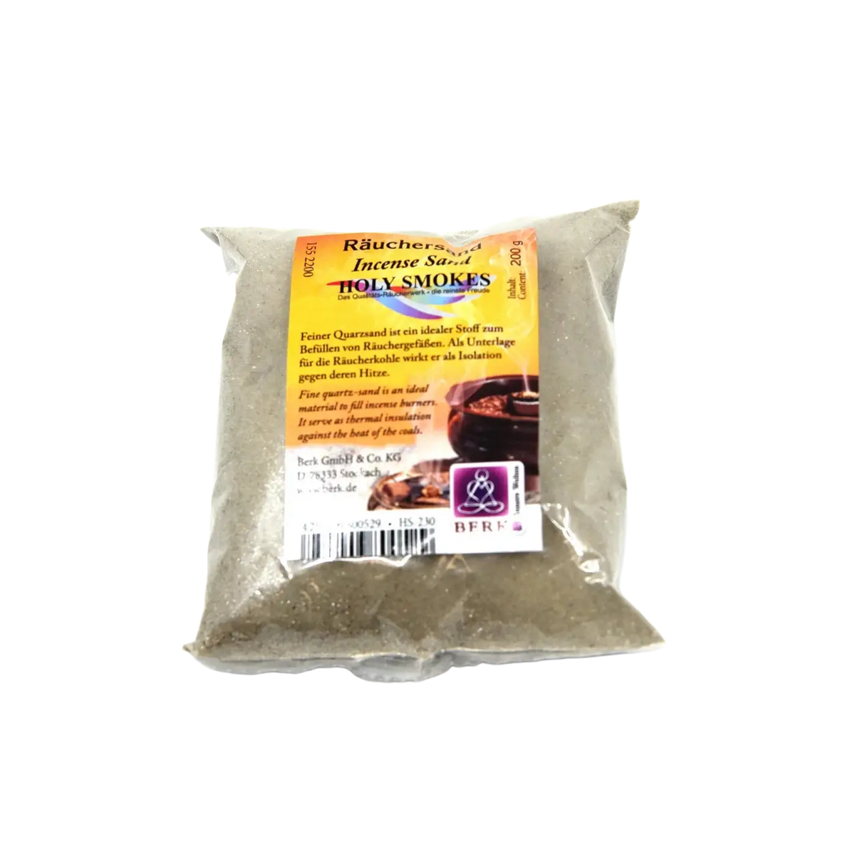 Räuchersand 200g von Dessauer in transparenter Kunststoffverpackung, ideal für Räucherwaren und Dekoration
