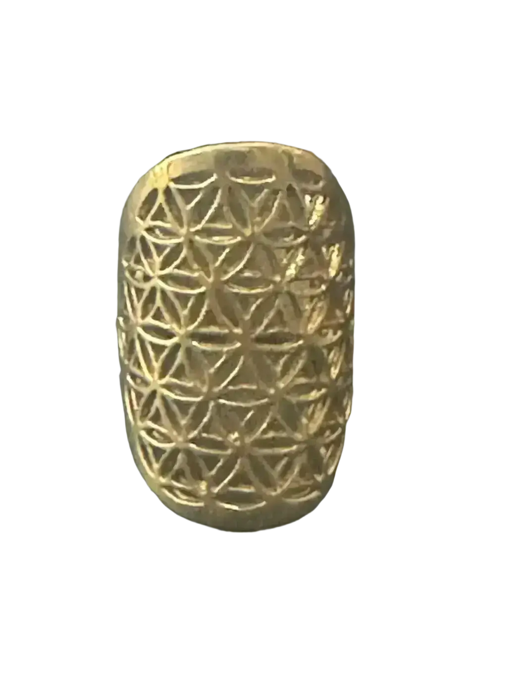 Goldfarbener metallring mit geometrischem blütenmuster aus mana shop für image to zoom nutzen