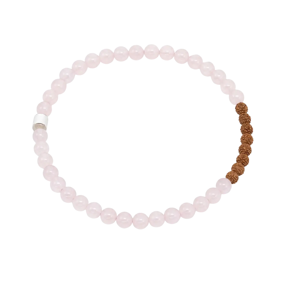 Rosenquarz Armband mit Rudraksha-Perlen, Herzöffnung, Selbstliebe, Mana Shop Schmuck, handgefertigt, spiritueller Edelstein Schmuck