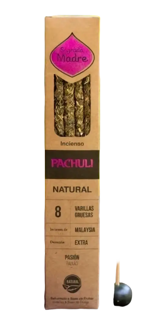 Sagrada Madre Patchouli Räucherstäbchen von Madal Bal AG, 8 dicke natürliche Räucherwaren für angenehften Duft und Aromatherapie.