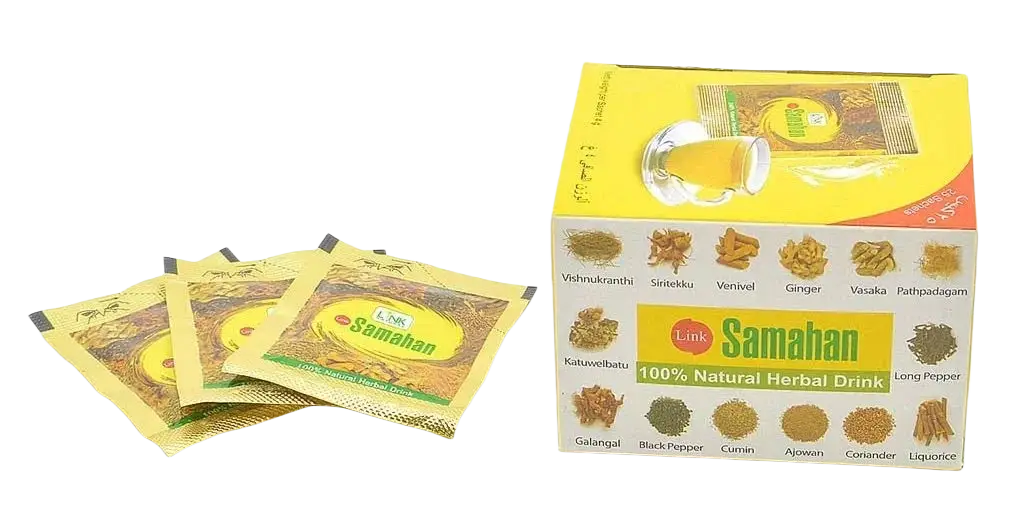 Samahan Tee 100 Stk, gelbe und grüne Verpackung, naturbelassener Kräutertee in praktischer Packung