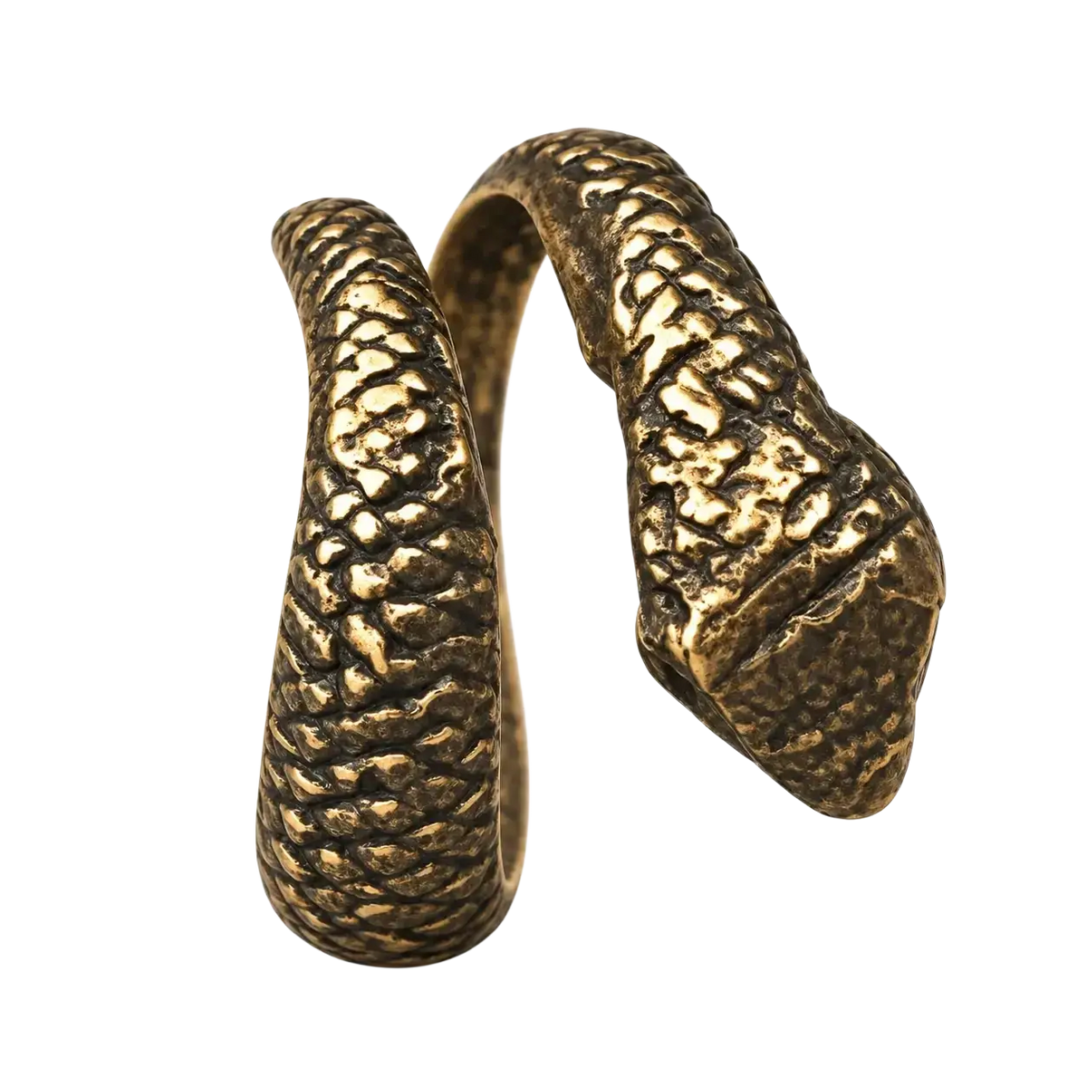 Antik bronzefarbener schlangenring mit texturierten schuppen und gewickeltem snake design mana shop image to zoom