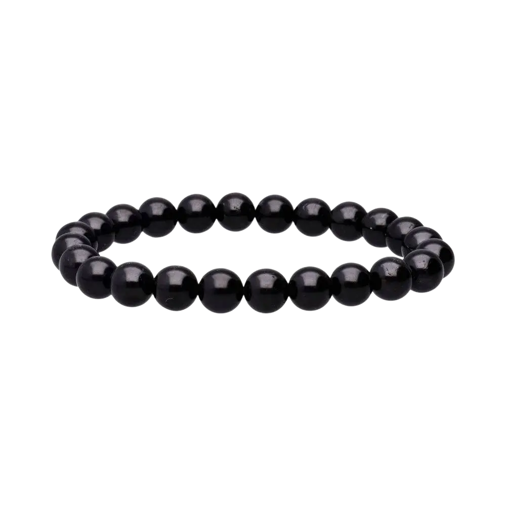 Schwarzes Turmalin Armband mit 8mm glatten Perlen, elegantes Schmuckstück in dunkler Farbe, von Vives de la Cortada S.L