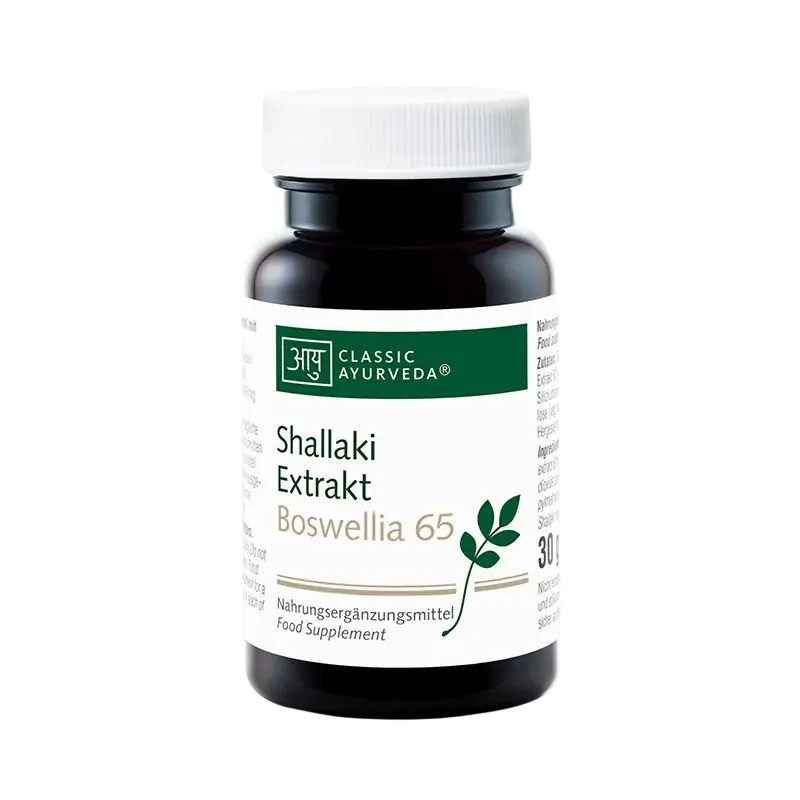 Shallaki Extrakt Boswellia 65% Boswelliasäuren, indischer Weihrauch, einzelne Kräuter, Classic Ayurveda, Flasche mit Pulver