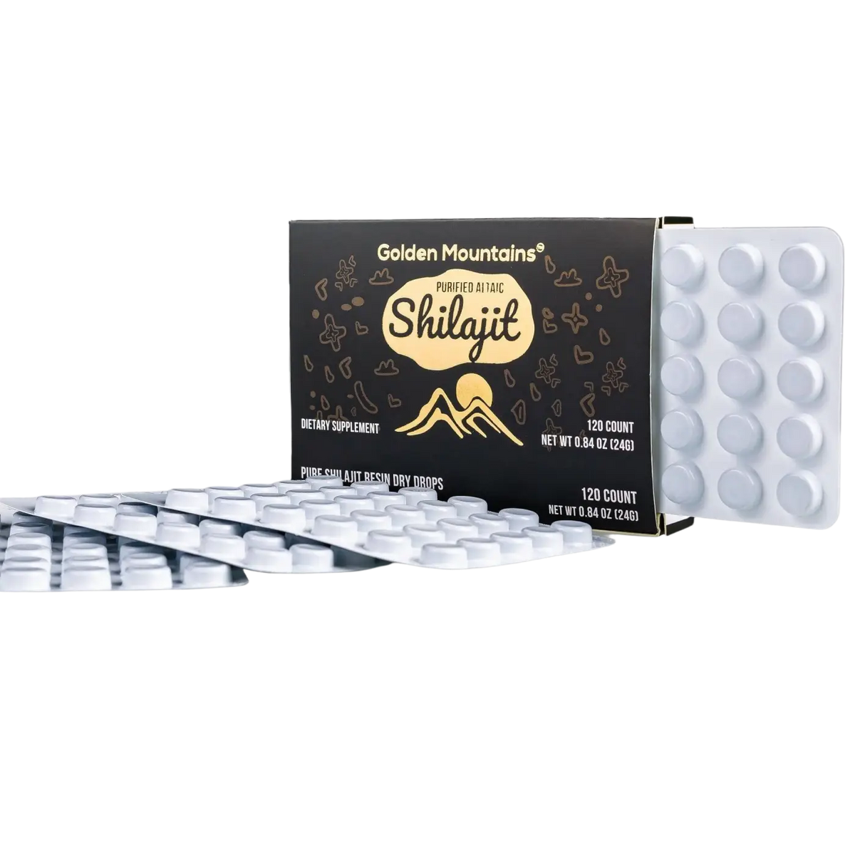 SiberianGreen Shilajit 120 trockene Tropfen Altai Golden Mountains, Nahrungsergänzung, grüne sibirische Heilpflanzen in Flasche