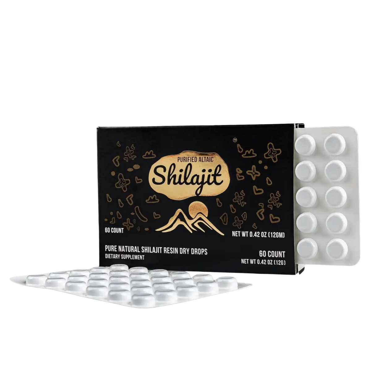 Sibirisches Shilajit 60 Dry Drops von SiberianGreen, Nahrungsergänzung, dunkle Flasche mit Tropfvorrichtung, natürliche Inhaltsstoffe.