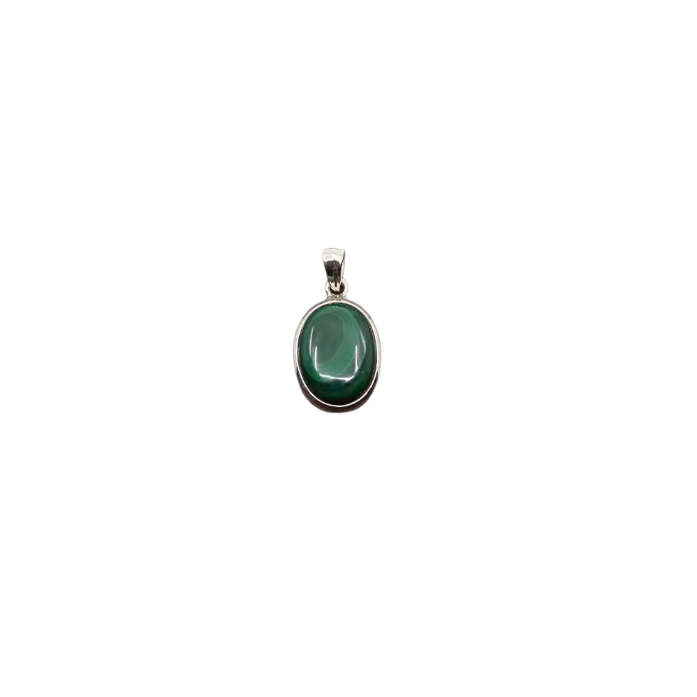 Handgefertigter Silberanhänger mit Malachit, eleganter Schmuck mit transformierender Energie von Ananta Lienhard
