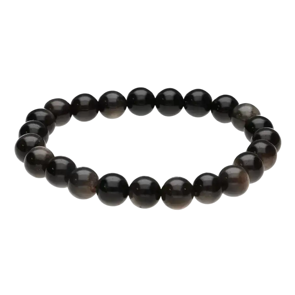 Silbernes Obsidian-Armband mit 6mm Perlen, elegantes Schmuckstück von Vives de la Cortada S.L, detailreiche Ansicht
