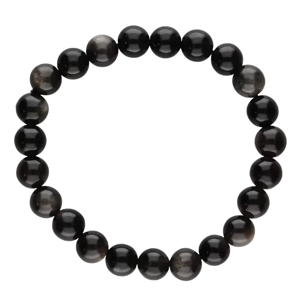 Silbernes Obsidian-Armband mit 6mm Perlen, elegantes Schmuckstück von Vives de la Cortada S.L.