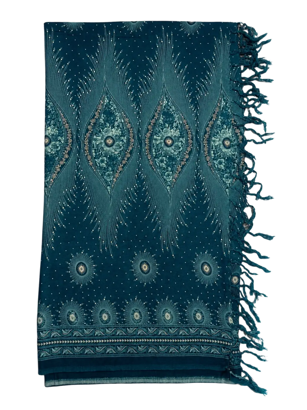 Türkisfarbenes Sternenzauber Lunghi Sarong Hamamtuch von Mana Kendra, 160x115cm, mit Sternenmuster und weicher Baumwollqualität