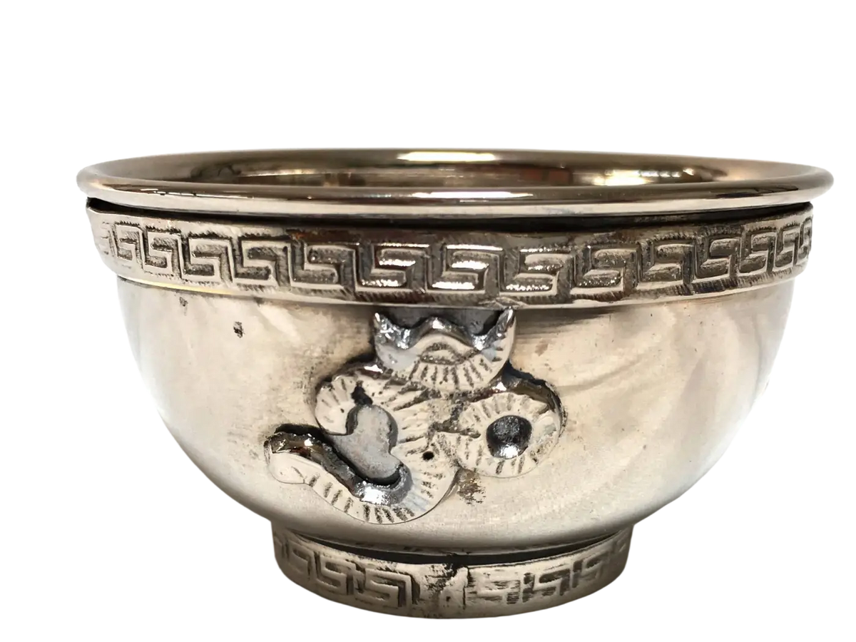 Tibetischer Weihrauchbrenner von Green Tree Candle mit silberner Schale, für Räucherwaren, traditionelles spirituelles Räuchergefäß