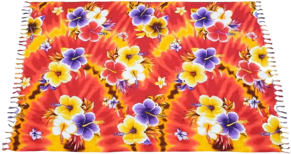 Lebendiges Hawaii Orange Lunghi Sarong Hamamtuch von Tropechopf, 160x115cm, weiches Baumwolltuch mit buntem Muster.