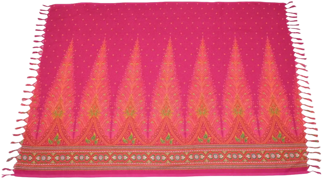 Rotes Hamamtuch mit pinken Pfauenfedern, Tropechopf TR-45, 160x115cm, weiches Lungi Sarong Tuch, stilvoll und leicht