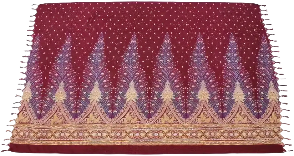 Bordeauxfarbenes Hamamtuch mit Pfauenfeder-Muster, Tropechopf TR-50, 160x115cm, luftiges Sarong-Tuch aus Baumwolle