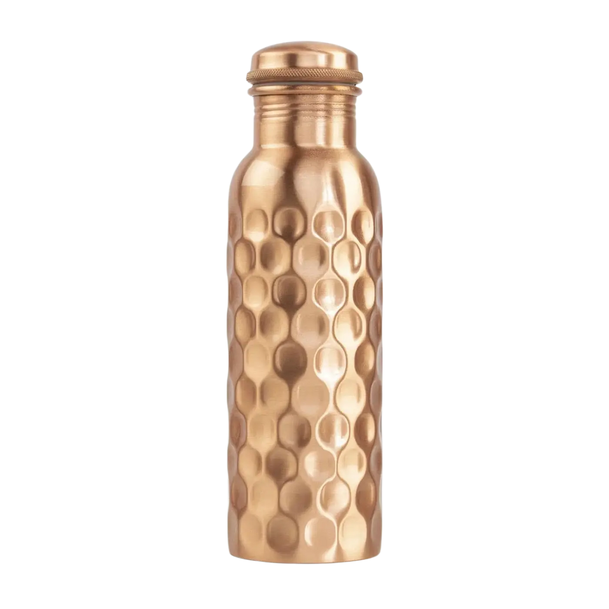 Kupferne Trinkflasche mit Schraubdeckel, 800ml, gehämmert, von Bodynova, langlebige Edelstahl-Trinkflasche für unterwegs