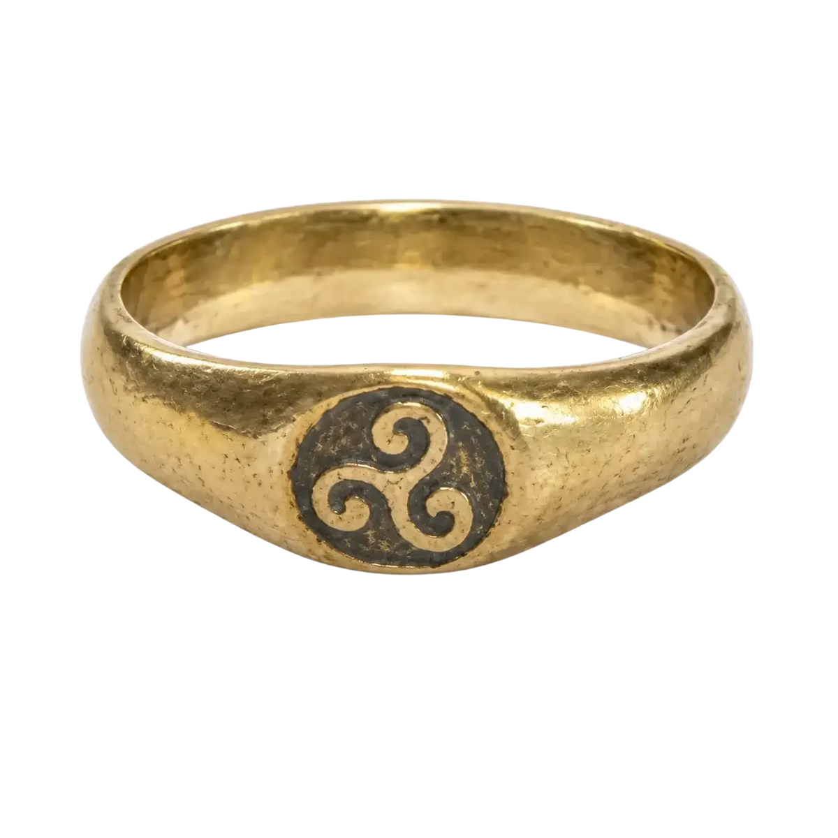 Goldring mit schwarzem emailliertem triquetra emblem vorne triskele ring größe 49 und 55