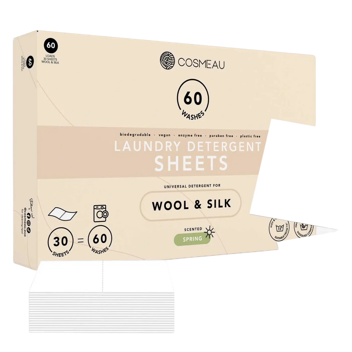 Umweltfreundliche Cosmeau Wäschetücher aus Wolle und Seide, vegan, biologisch abbaubar, plastikfrei, Reinigungsmittel von Bamboozy x Cosmeau