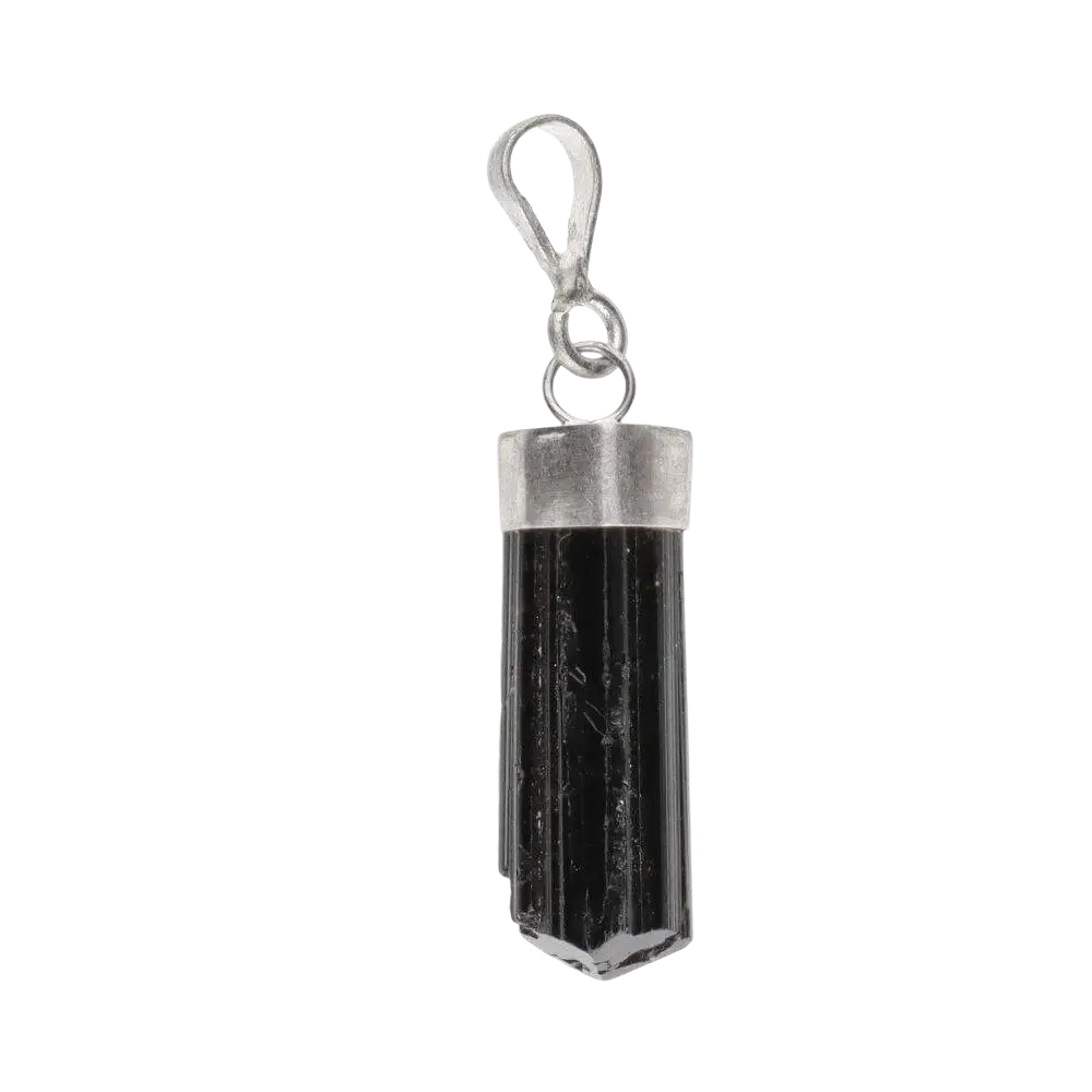 Kleiner Anhänger aus schwarzem Turmalin in Kathedralform, 925er Sterlingsilber, eleganter Schmuck von Vives de la Cortada S.L