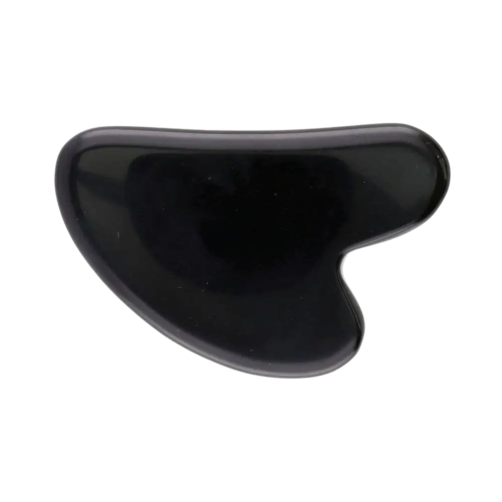 Vives de la Cortada S.L Gua Sha aus Obsidian, handgefertigtes Massagegerät, ideal für Hautpflege und Entspannung, Schmuck-Design.